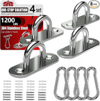 sprookber 304 Stainless Steel Pad Eye Snap Hooks, M8 Heavy Duty Ceiling Hooks, 1200 lb Capacity Hammock Swing Hanging kit, Plant Hangers, Marine Hardware Staple Hook Loop with Screws, Set of 8