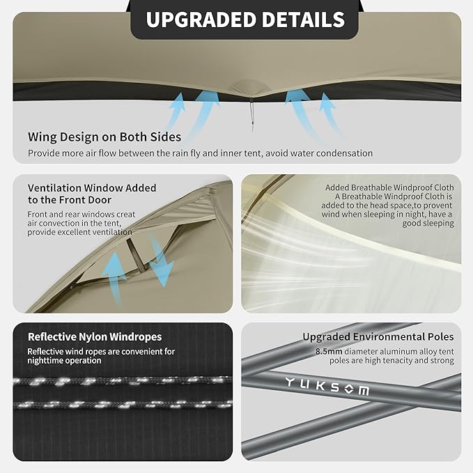 Naturehike Cloud-Up 2 Person Tent Lightweight Backpacking Tent with Footprint - Free Standing Ultralight Camping Hiking Backpack Tents Two Person Tent