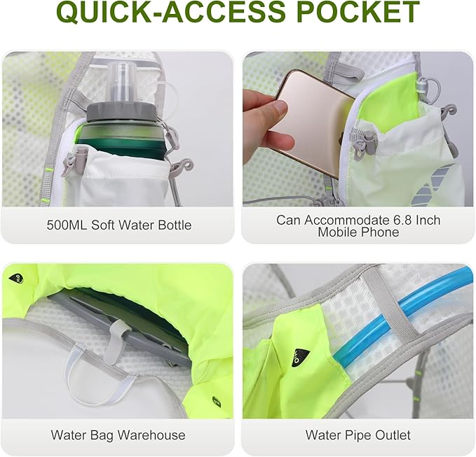 Running Hydration Vest Backpack, Lightweight Water Backpack with 1.6L Water Bladder Daypack for Women Men,Adjustable Running Vest Pack for Trail Running Hiking Cycling Race Marathon