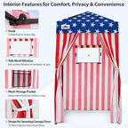 EAGLE PEAK Flex Ultra Compact 4x4 Pop-up Canopy, Sun Shelter, Changing Room, Portable Privacy Canopy Cabana for Pool, Fashion Photoshoots, or Camping, American Flag