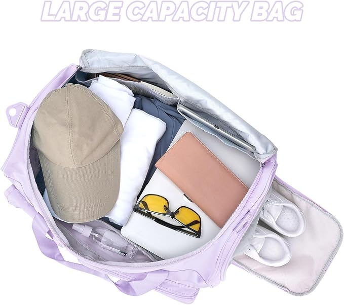 MAXTOP Gym Bag for Women Men Travel Duffle Bag Large Capacity Carry On Weekender Overnight Bag With Shoe Compartment Gym Tote Dry Wet Separation Duffel Bag for Travel