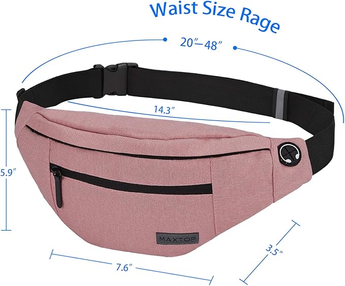 MAXTOP Large Crossbody Fanny Pack with 4-Zipper Pockets,Gifts for Enjoy Sports Festival Workout Traveling Running Casual Hands-Free Wallets Waist Pack Phone Bag Carrying All Phones