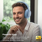 TOZO HA1 Bluetooth 5.4 Over Ear Headphones, 70H Playtime with Mic, Foldable Wireless Headset, Deep Bass Stereo Sound Customizable 32 EQ Music Mode Via Button & App for Travel and Home, Upgraded