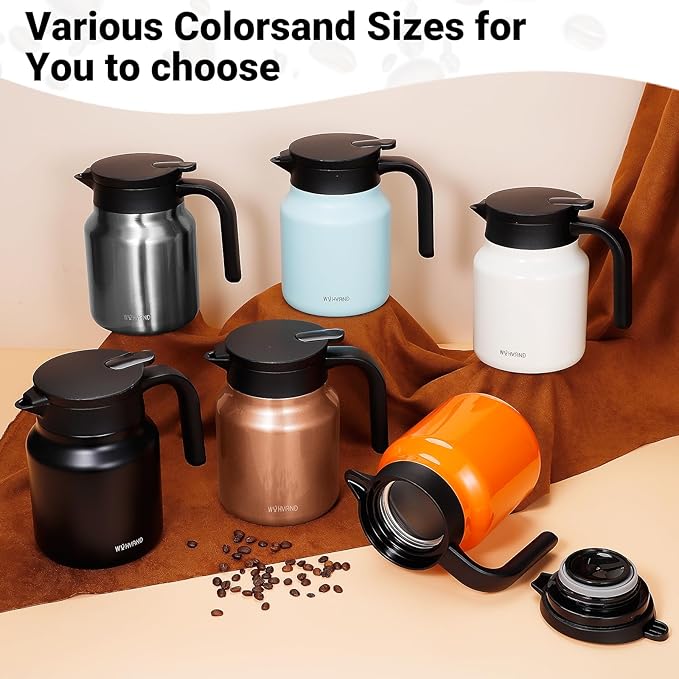 34Oz Thermal Coffee Carafes For Keeping Hot/Cold, Stainless Steel Coffee Carafe, Dustproof Insulated Water Carafe for Party/Home,Black