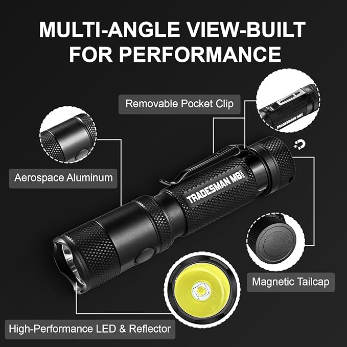 Powertac M6 G3 Tradesman Flashlight – 2030 Lumens, 330m Long Throw, Magnetic Tail, Rechargeable Compact EDC LED Light for Camping, Hiking, and Outdoor Use