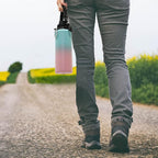 Volhoply Insulated Water Bottles Bulk 4 Pack, 40 oz Stainless Steel Double Walled Vacuum Travel Water Cups with Wide Mouth, Reusable Large Water jug with Paracord for Hiking(Green Pink,4 Set)