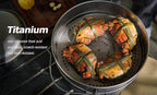 Boundless Voyage Titanium 4.5L Hanging Pot with Steaming Rack Folding Handle Outdoor Camping Cooking Stockpot Steamer Set