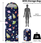 Sleeping Bags for Adults Youth Kids,3D Printing Camping Sleeping Bag for Girls Boys Lightweight Waterproof Cold/Warm Weather Sleeping Bag for 3 Seasons