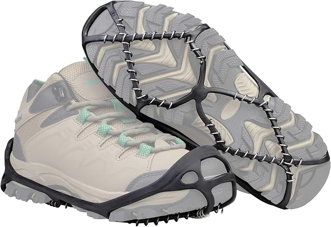 Walk Traction Cleats Ice Snow Grips Crampons for Boots and Shoes - Anti-Slip Portable Flexible Footwear for Running on Snow and Ice