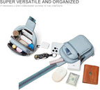 3L SMALL Sling Bag Fanny Packs For Women Men Mini Crossbody Chest Belt Travel Bag Purse Handbag Faux Leather Fashion Cute Light Grey