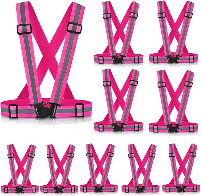 Reflective Vest Running Gear, 2Pack High Visible Safety VES for Cycling Jogging Running Walking, Adjustable for Men Women Kids