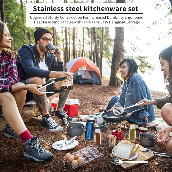 Camping Essentials Accessories Camping Gear Must Haves, Cooking Utensils Set Rv Camping Kitchen Backpacking Supplies Camper Gadgets Outdoor Hiking Travel Picnic Gifts