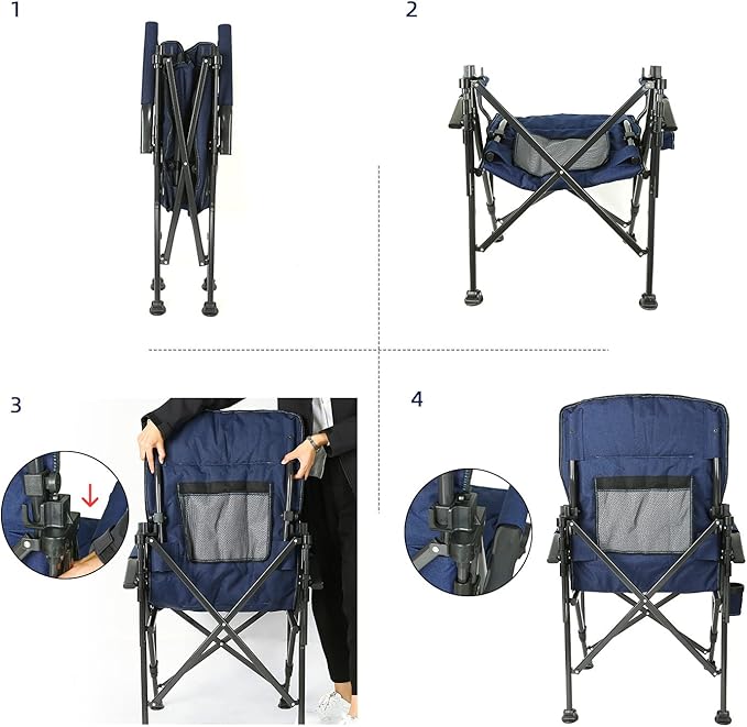 ROCK CLOUD Folding Camping Chair with Storage Pocket and Side Table Compact Portable Camp Chairs Outdoor for Camp Lawn Hiking Fishing Sports