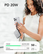 VRURC Portable Phone Charger 4 Built-in Cables, Fast Charging PD 20W Power Bank 10000mAh, USB C Mini Battery Pack for iPhone 16 15 14 Samsung Galaxy S23 Google Android Cell Phones(1 Pack)
