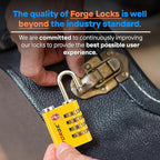 Forge Dual-Opening: Key or Combination Access Lock, TSA Approved Locks for Luggage, Pelican case, Travel, Gym, School, Stainless Steel Shackle.(Yellow, 4 Pk)
