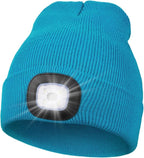 MELASA Unisex Hat with Light, USB Rechargeable Hands Free Headlamp LED Beanie, Winter Gifts for Men Dad Father Husband Him