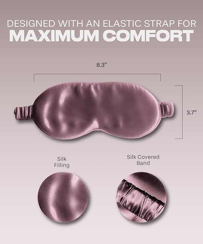 SUNDAYSILKS™ Exclusive Mulberry Silk Sleep Mask | Soft Eye Covers, Blackout Sleeping Mask for Women & Men | Silk Eye Mask for Sleep, Travel, and Relaxation | Antifaz para Dormir [Deep Muave]