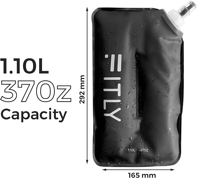 Soft Flask - Shrink As You Drink Soft Water Bottle for Hydration Pack - Folding Water Bottle Ideal for Running, Hiking, Cycling, Climbing & Rigorous Activity