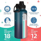 Volhoply 32 oz Insulated Water Bottle with Straw Lid and Spout Lid,Stainless Steel Sports Water Bottle,Double Wall Vacuum Cups,Leakproof Metal Flask with Wide Mouth for Hiking,Camping(Dark Night,1)
