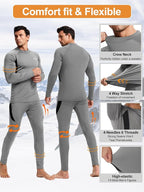romision Thermal Underwear for Men Long Johns Fleece Lined Hunting Gear Bottom Top Set Base Layer for Cold Weather Gift
