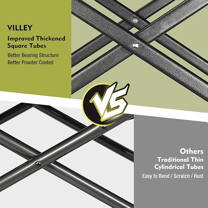 VILLEY Heavy Duty Directors Chair, Folding Camping Chairs, Portable Foldable Chair, for Camp Tailgating Lawn Picnic Fishing Beach, Supports 350 LBS, Green