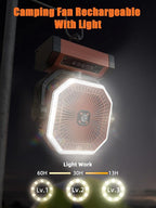 Battery Powered Fan - 9-Inch Rechargeable Fan Portable, 20000mAh(60Hrs) Camping Fans for Tent, Auto Oscillation Cordless, Tent Fans for Camping with Remote/light, 4 Speeds, 4 Timing, Outdoor