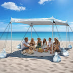 Beach Tent Sun Shelter, 10 x 10 FT Beach Canopy Tent Sun Shade, UPF50+ Tents Canopy with 8 Sandbags & 4 Stability Poles, Outdoor Tents for Camping Fishing, Starfish