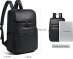 Leather Backpack for Women, Fits 17 Inch Laptop in Main Compartment, Dedicated 15.6 Inch Padded Sleeve, Large Vegan Leather Travel Computer Bag with Luggage Strap for Business and Work, Black