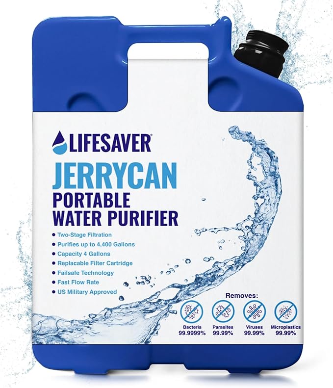 Lifesaver Jerrycan Water Purifier - Military Spec, Heavy Duty Water Purifier for Overlanding, Camping, Hiking, Emergency Preparedness and Survival Kit