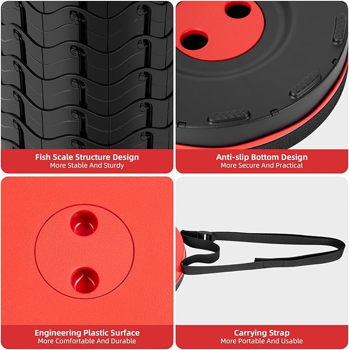 Collapsible Folding Chair - Upgraded Portable Chair with 400lbs Load Capacity, Perfect for Camping, Fishing, Hiking - Folding Stool with Carrying Straps, Gift for Fisherman (Red)