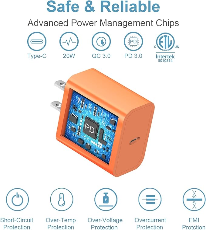 iPhone 17 16 15 Charger Fast Charging Type C Chargers USB C Charger Block iPhone 17 16 15 Air Pro Max Chargers with 6FT Cable for iPhone 17/17 Plus/17 Pro Max/16/16 Plus/16 Pro Max/15 Pro Max(Orange)