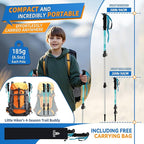 Lightweight Collapsible Kids Hiking Poles - Retractable Kids Hiking Stick, Telescoping Aluminum Trekking Poles 2 Pack, Adjustable Kids Ski Poles by Croosse