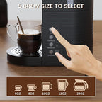 Single Serve Hot & Iced Coffee Maker, for K Cup Pod and Grounds, 6 to 24oz Brew Size, Slim Compact for Small Spaces, Descaling Reminder, with Reusable Filters, Black