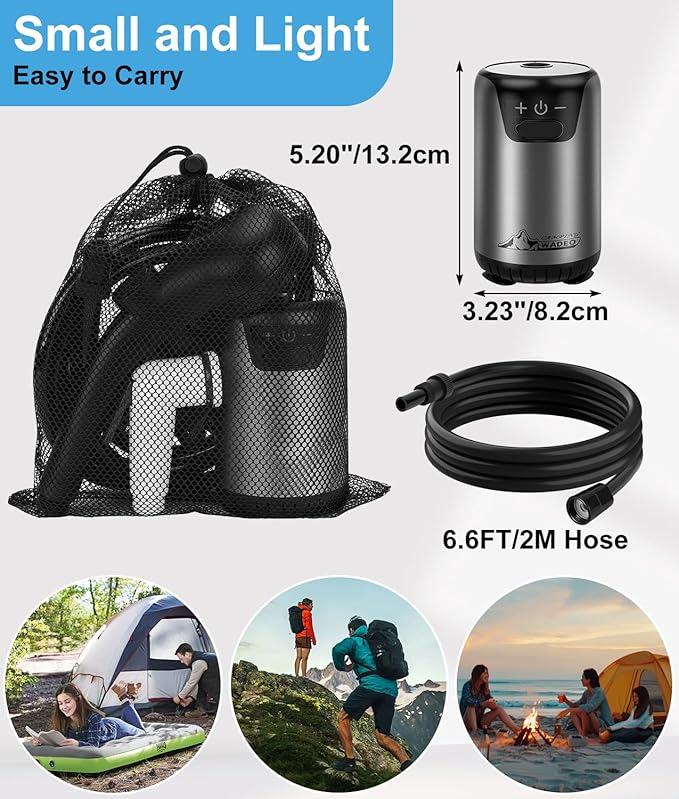 WADEO Portable Shower, 6000mAh Rechargeable Camping Shower Pump with 10 Spray Modes, Fahrenheit Display, IPX7 Waterproof, Ideal for Outdoor Camping, Travel, Car Washing, Pet Bathing (Silver Gray)