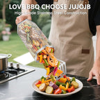 5PCS Grill Baskets For Outdoor Grill,Upgrade Buckle Rolling Nesting Grill Baskets,BBQ Accessories Tools Set With Brush,Tongs For Vegetables Camping,Birthday Gifts For Men Dad Husband,Fathers Day