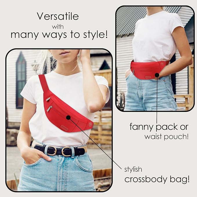 MAXTOP Large Crossbody Fanny Pack with 4-Zipper Pockets,Gifts for Enjoy Sports Festival Workout Traveling Running Casual Hands-Free Wallets Waist Pack Phone Bag Carrying All Phones