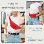 MAXTOP Large Crossbody Fanny Pack with 4-Zipper Pockets,Gifts for Enjoy Sports Festival Workout Traveling Running Casual Hands-Free Wallets Waist Pack Phone Bag Carrying All Phones