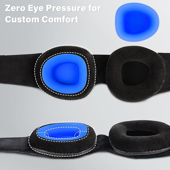 Sleep Mask for Dry Eyes – 100% Blackout Eye Mask & Moisture Goggles – Adjustable Hydrating Sleeping Mask for Men & Women, Soft & Comfortable – Great for Travel & Shift Work, Gray