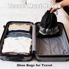20 Pack Shoe Bags for Travel, 17" x 12.6" Drawstring Shoe Organizers with Clear Window, Breathable Non-Woven Dustproof Pouches for Luggage & Closet (Black)