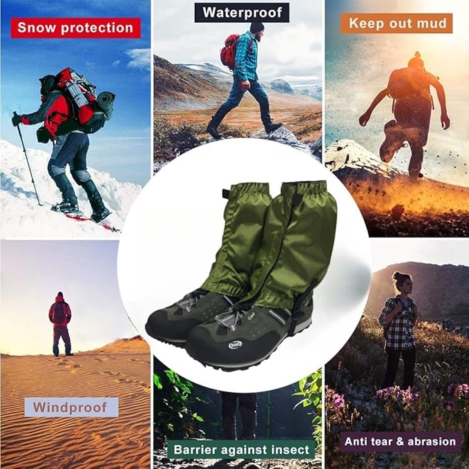 Waterproof Gaiters,Hiking Gaiters,Lightweight Adjustable Leg Gaiters for Men Women,Available in All Seasons,Hiking,Skiing,Mountain Climbing,etc.
