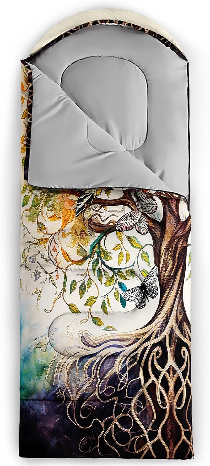 AILONEN Outer Space Astronaut Camping Sleeping Bags,Lightweight & Waterproof,3 Season Warm & Cool Weather,Cartoon Sleeping Bags for Kids,Boys Girls Travelling,Outdoors