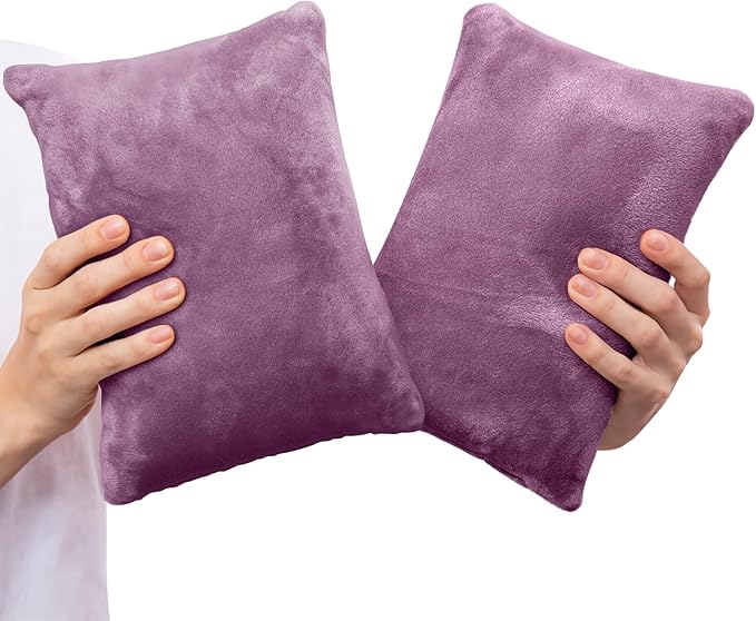 2 Pack Small Pillow, Memory Foam Mini Pillow 11 X 7 Inches for Travel, Sleeping, Nap and Neck, Knee, Lumbar Support, Tiny Cushion for Pet, Dogs (Dark Purple)