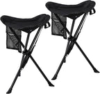 REDCAMP 2 Pack Extra Tall Folding Tripod Stools for Adults, Lightweight Portable Camping Stools for Blinds, Small Tripod Chairs for Fishing Backpacking Travel, Black