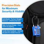 Bright Colors, TSA Approved Cable Luggage Locks 2 Pack Blue, Re-settable Combination with Alloy Body