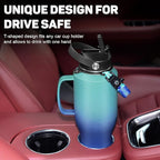 Water Bottle 40oz, Insulated Water Bottle with Handle & Straw Lids, Stainless Steel Water Bottle Fits in Any Car Cup Holder, Travel Cup Double Wall BPA-Free Leak-proof to Keep Cold &Hot