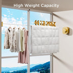 FORIOUS Retractable Clothesline Indoor, 13.8 Ft Non-Sagging Outdoor Clothes Line, Rustproof All Stainless Steel Heavy Duty Clothes Drying Laundry Line, Screw Wall Mounted for Bathroom, Brushed Gold