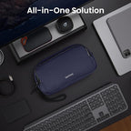 tomtoc Electronic Organizer Travel Case Performance, Water Resistant Dual Compartment Cable Organization Storage Bag for Charger, Cord, Phone, Hard Drive, Power Bank, Accessories Travel Essentials