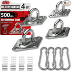 sprookber 304 Stainless Steel Pad Eye Snap Hooks, M5 Heavy Duty Ceiling Hooks, 500 lb Capacity Hammock Swing Hanging kit, Plant Hangers, Marine Hardware Staple Hook Loop with Screws, Set of 8