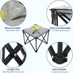 Padded Camping Stool, 18 Inch Oversized Camping Foot Rest, 500lb Camping Chair Outdoor Footstool Camping Ottoman Foldable Footrest for Camping Gardening w/Storage Net, Carry Bag (1, Grey)