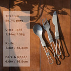 SANTTA Ultra Light Titanium Folding Cutlery Set Including Knife Fork Spoon with Bag for Backpacking, Hiking, Camping and Traveling
